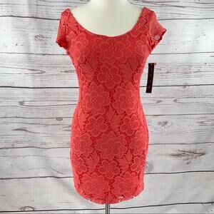 Snap coral dress lace overlay NEW NWT